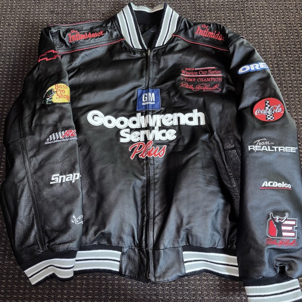 Vintage Dale Earnhardt Goodwrench Leather Jacket Men's Large NASCAR Racing